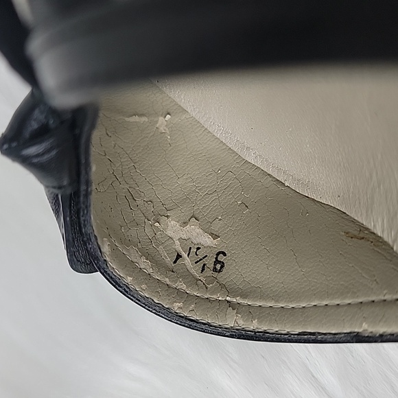 TALBOTS Black Cream Gingham Checkered Preppy Cottage Bow Kitten Heel Mules 9.5 - Picture 13 of 13